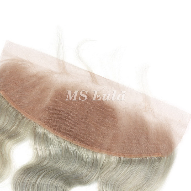 Silver Grey Virgin Hair Body Wave 13X4 Lace Frontal - 图片 4